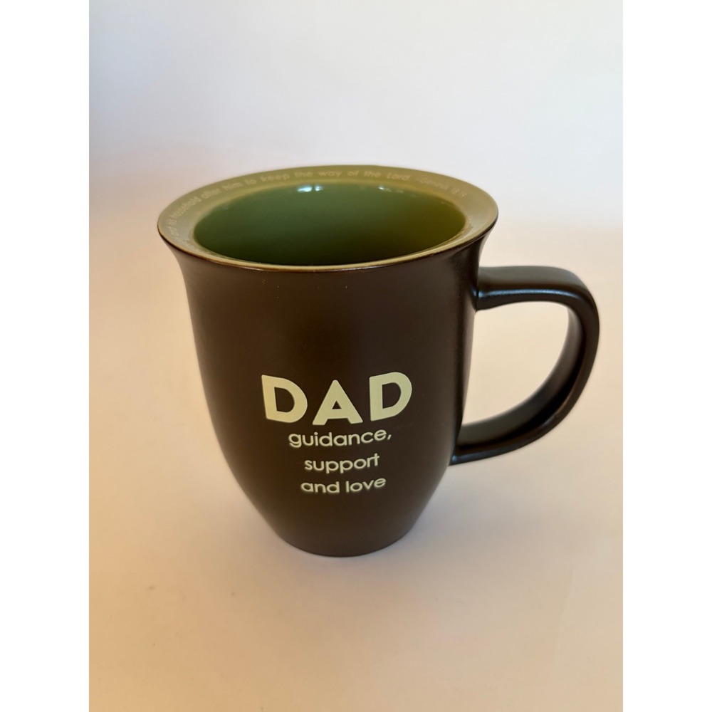 Dad Bible Verse Ceramic Brown Green Coffee Tea Mug Genesis Inspirational